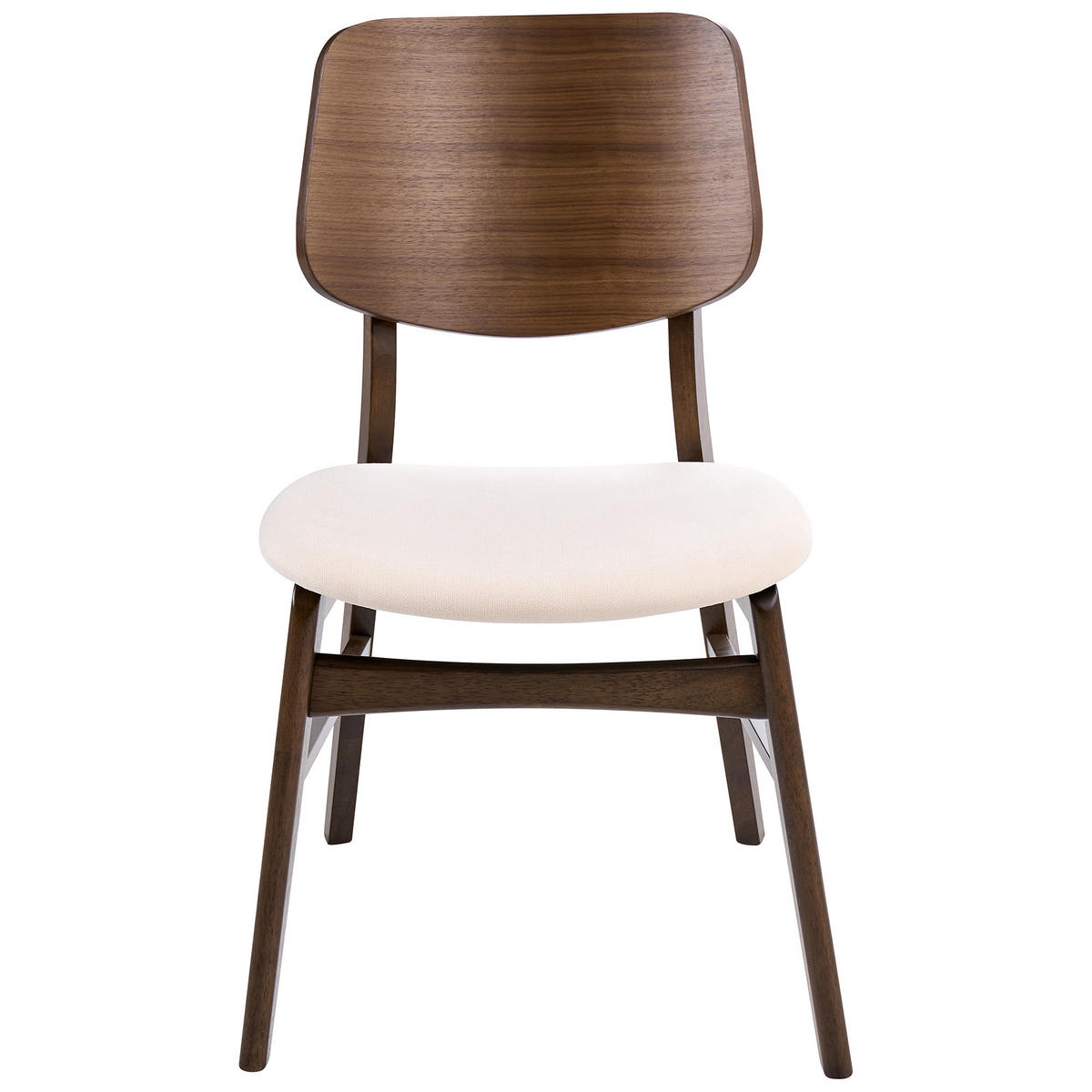 ESSZIMMERSTUHL 2er-Set Stoff Cremeweiß/Braun Mayer - Weiß, Textil (50/80/59cm) - Beliani