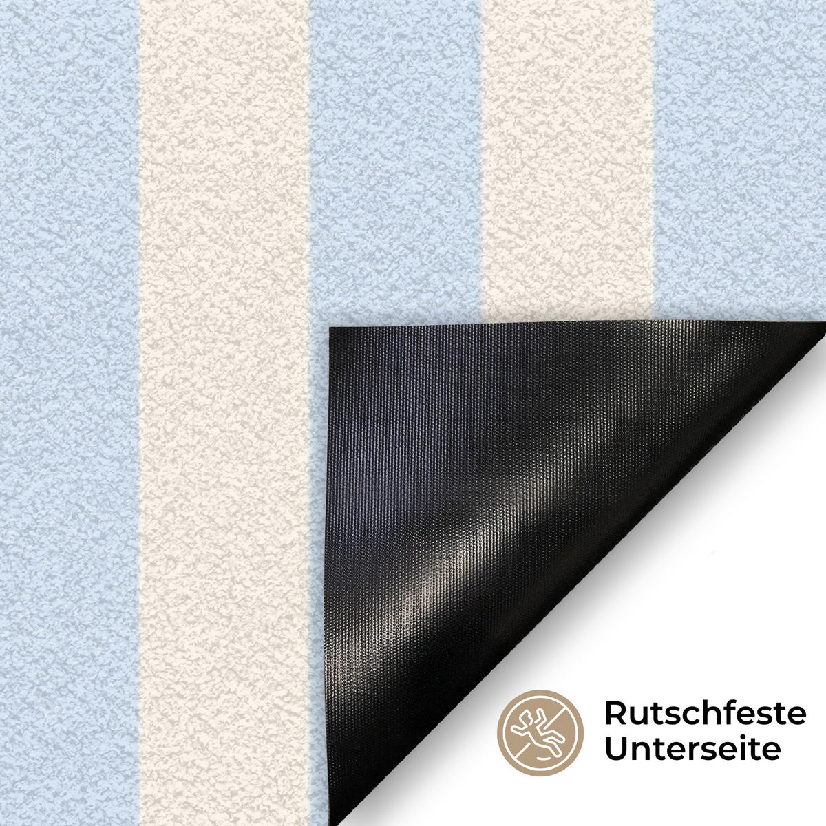 FUSSMATTE Orange – Blau – Streifen – Cheers 60x40 cm - Hellblau, Kunststoff (60/0.4cm) - MuchoWow