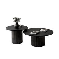 COUCHTISCH-SET OVI mit geriffeltem Sockel - Schwarz, Holzwerkstoff (80/80/42cm) - Lookway