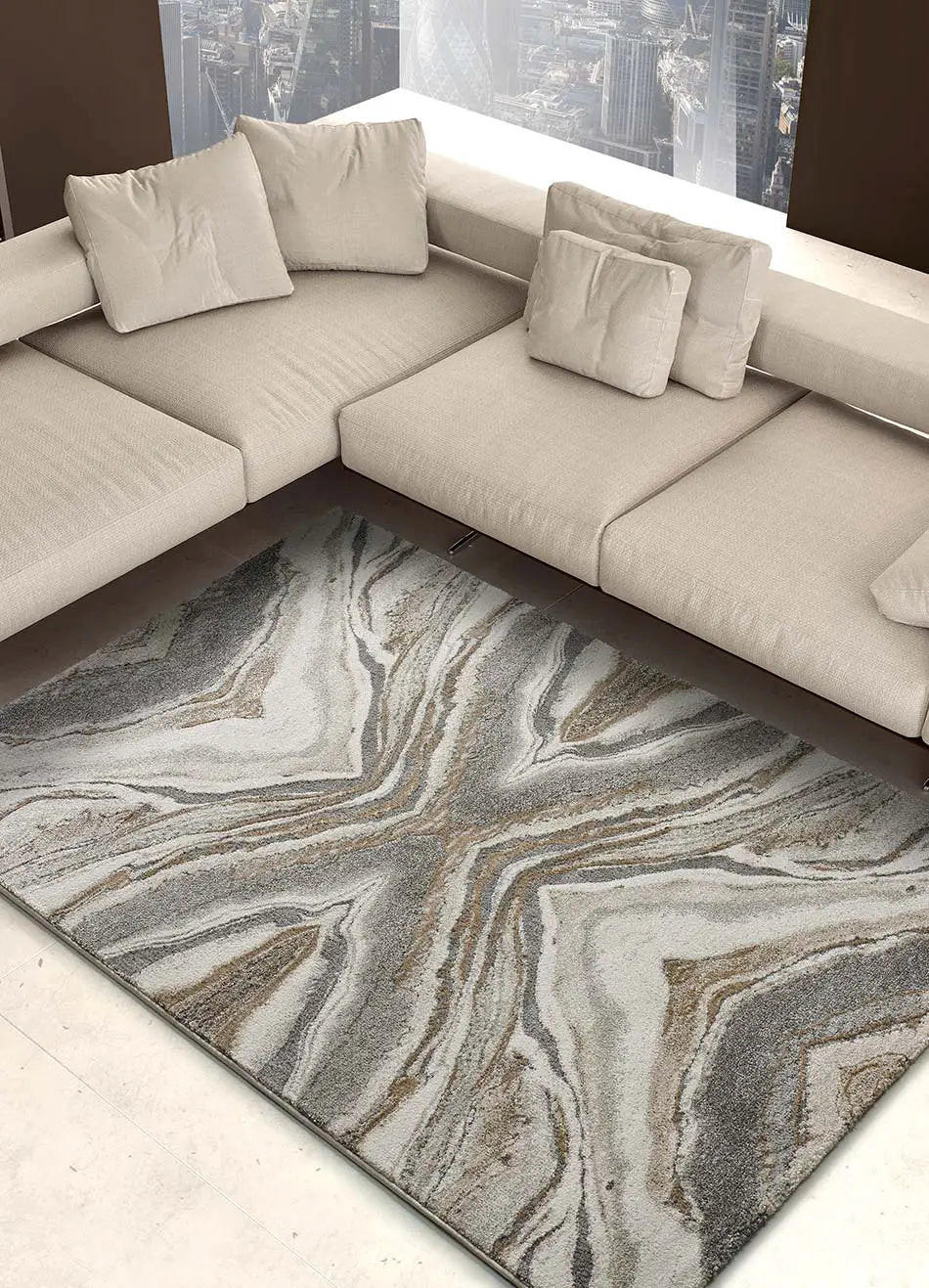 Thumbnail - Atticgo Webteppich, Beige, Textil, Marmor Optik, Rechteckig, 80x150 cm, Oeko-Tex® Standard 100, antistatisch, für Fußbod...