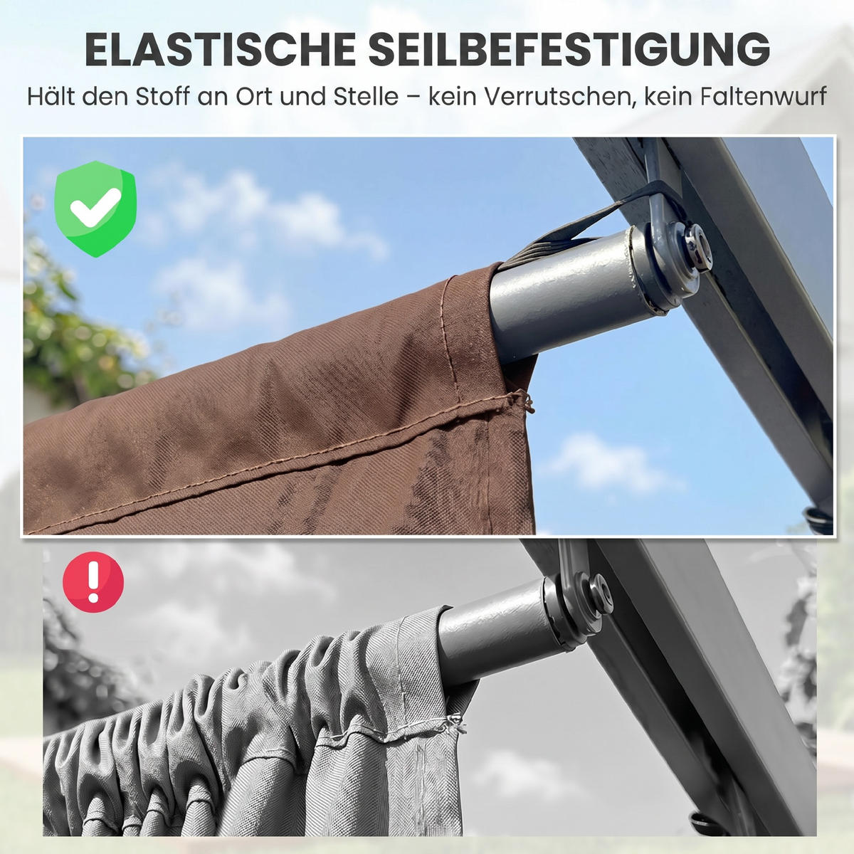 ERSATZDACH, 3x3 m einziehbar, Polyester, kaffeefarben, mit Regenabflusslöchern, 250x255 cm - Multicolor, Textil (250/6/255cm) - FORIOUS