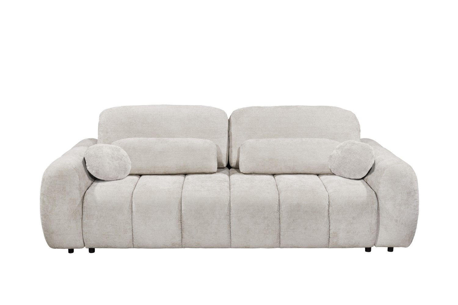 BIGSOFA mit Schlaffunktion und Bettkasten - Beige/Hellgrau, Holz/Kunststoff (256/91/112cm) - ed exciting design