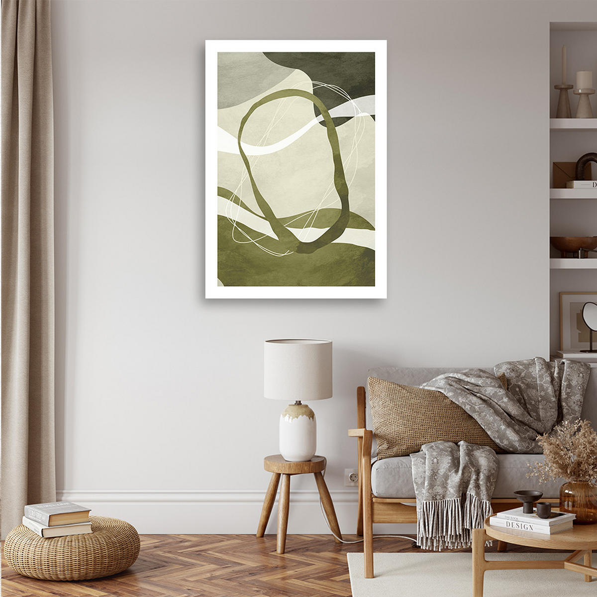 WANDBILD boho abstraktion grün - Grün, Textil (40/60cm) - Feeby