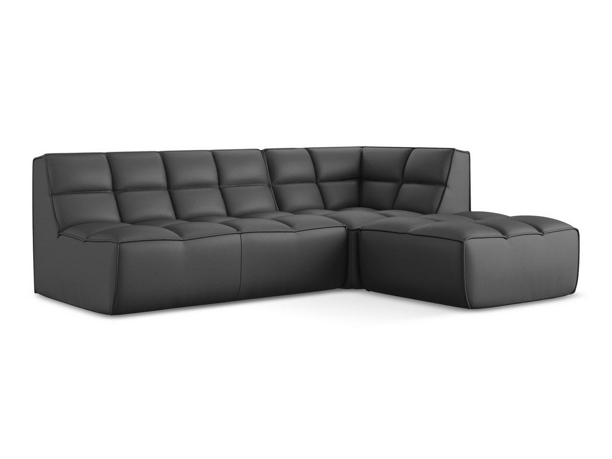 ECKSOFA Beidseitig Kunstleder Grau - Beige/Schwarz, Leder/Kunststoff (258/178cm) - Makamii