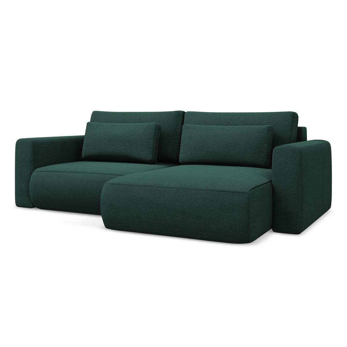 ECKSOFA mit Schlaffunktion Strukturstoff Stoff Grün - Dunkelgrün/Schwarz, Kunststoff/Textil (240/149cm) - LaMiaSofa