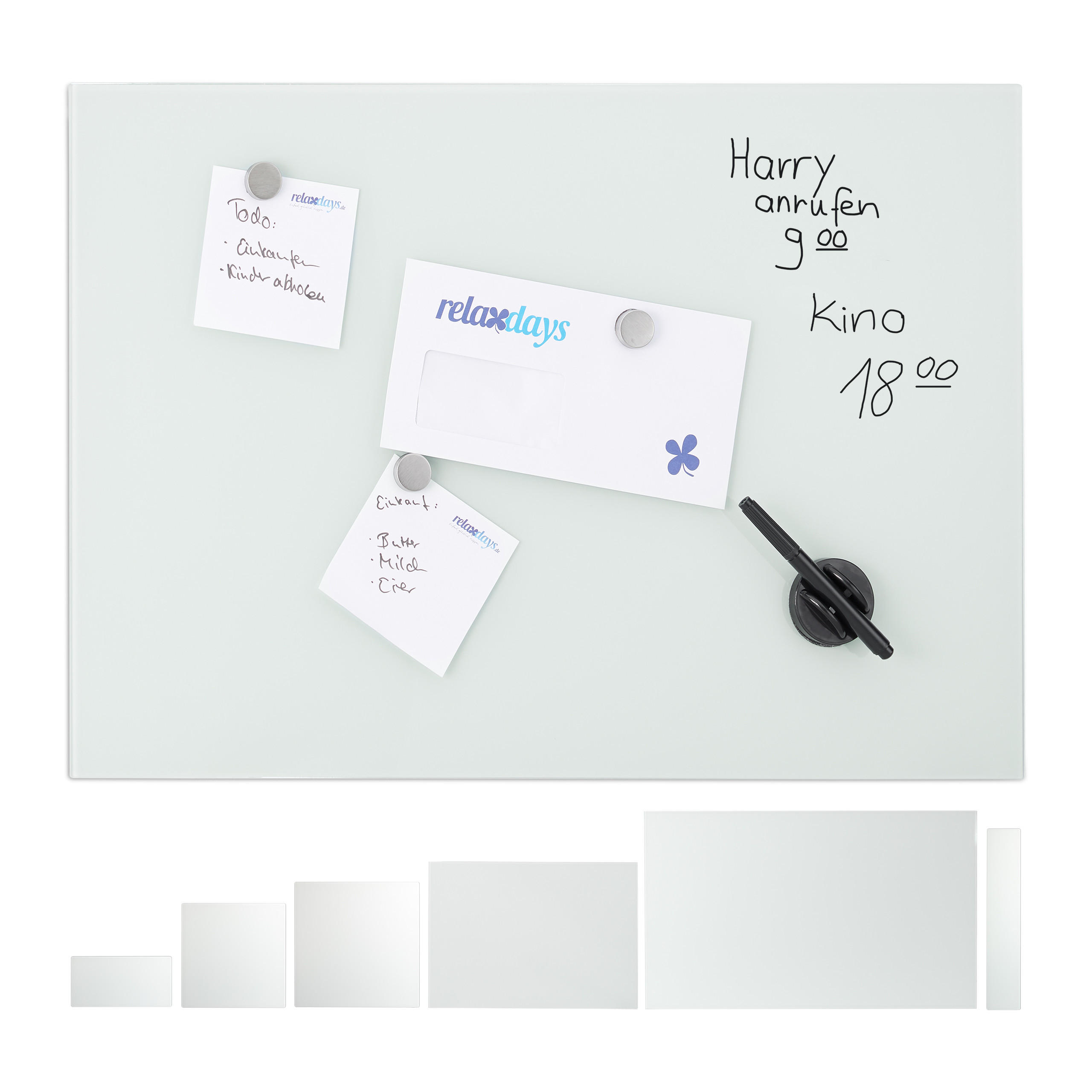 GLAS-MAGNETBOARD - Weiß, Glas/Metall (80/50/0.4cm) - Relaxdays