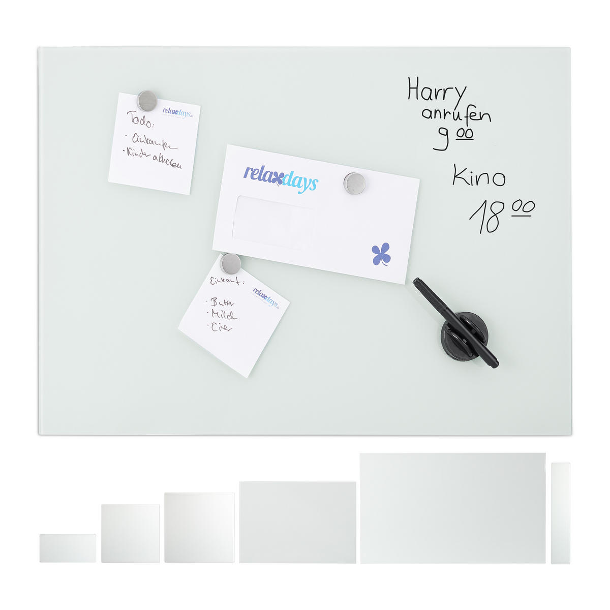 GLAS-MAGNETBOARD - Weiß, Glas/Metall (80/50/0.4cm) - Relaxdays