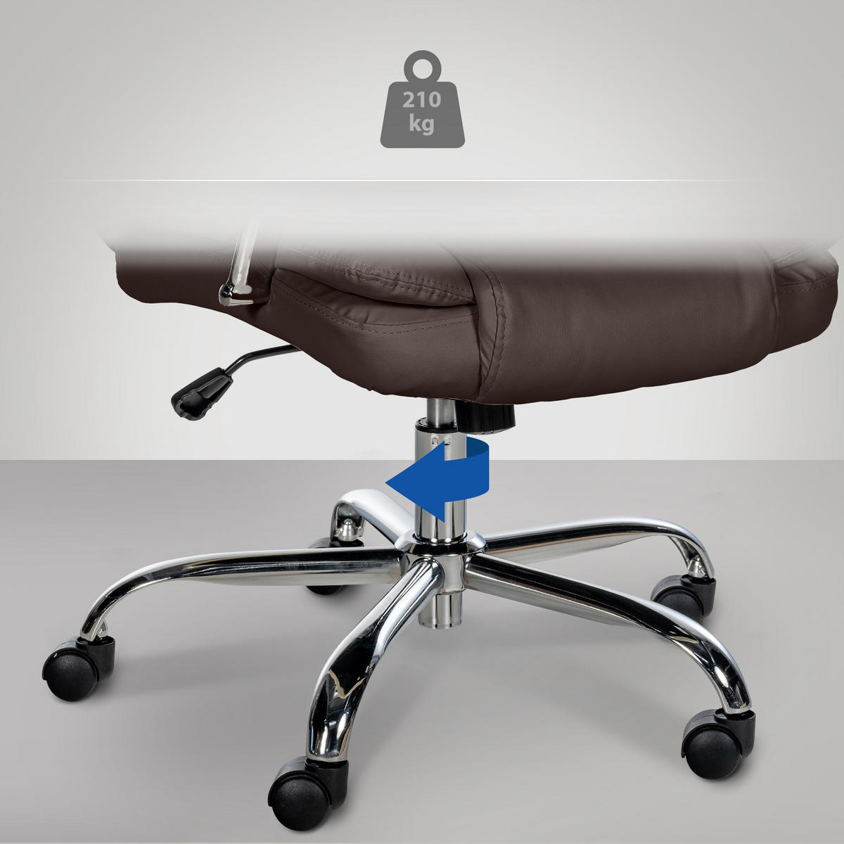 CHEFSESSEL Lederlook Braun - Chromfarben/Braun, Textil/Metall (62/115/70cm) - CLP