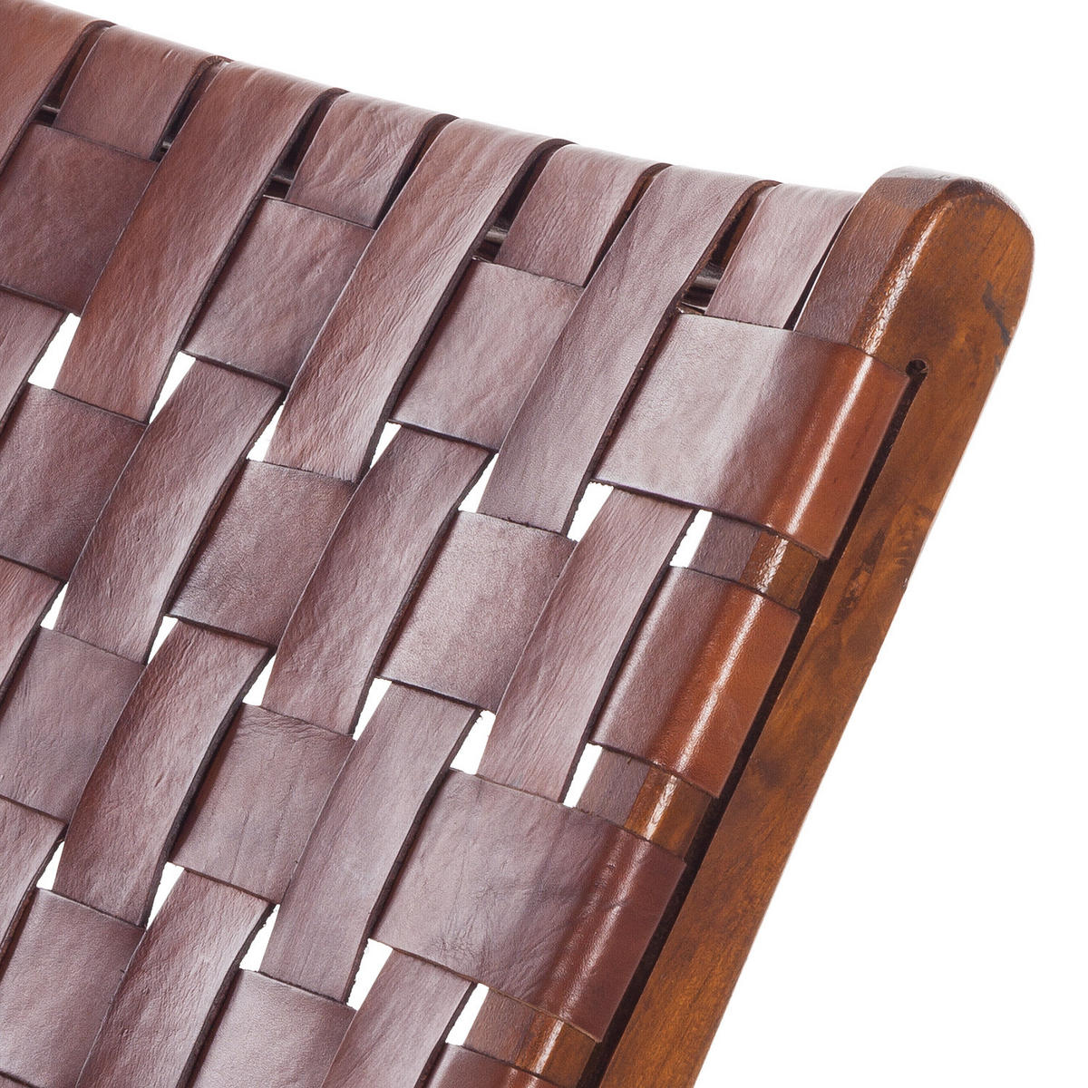 STUHL - Echtleder / Teak massiv - Teakfarben, Leder (60/68/78cm) - home24