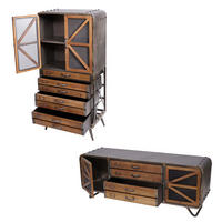 WOHNZIMMER-SET Braun, Schwarz 2er-Set - Schwarz/Braun, Holz (139/128/41cm) - MCW
