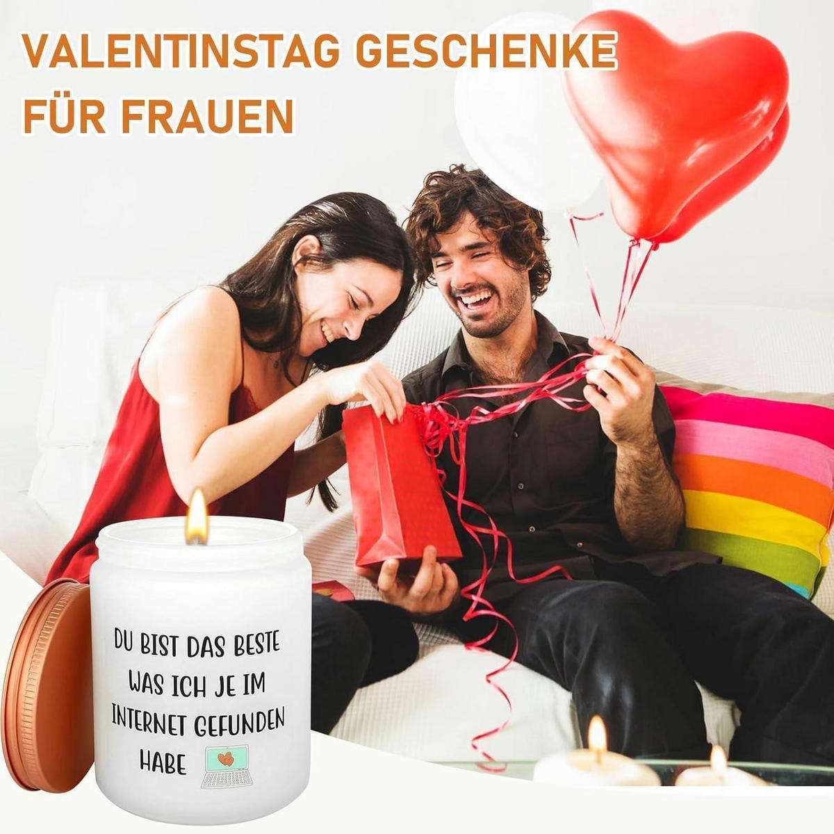 DUFTKERZE Sojawachs English Pear & Freesia Geschenk für Sie - Weiß, Paraffin (9.2cm)
