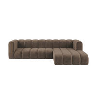 ECKSOFA Modulares In L-Form, Velvet-Stoff Riviera, Braun, Rechts, GRAND 287 cm - Braun, Holz (287/179cm) - Kaiser Möbel