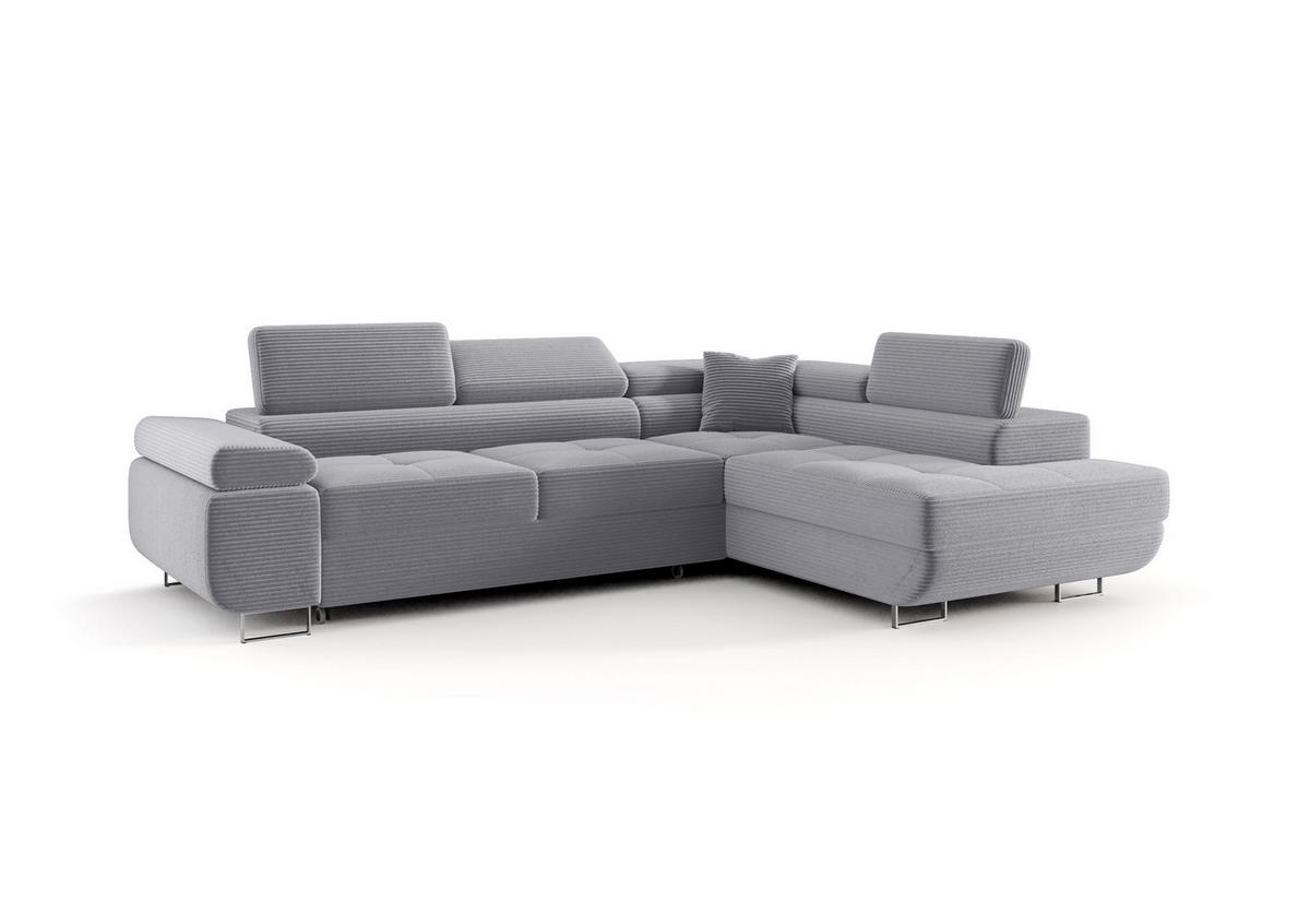 ECKSOFA EMILY mit Schlaffunktion Poso 55 Rechts - Grau, Textil (275/200cm) - Bedante