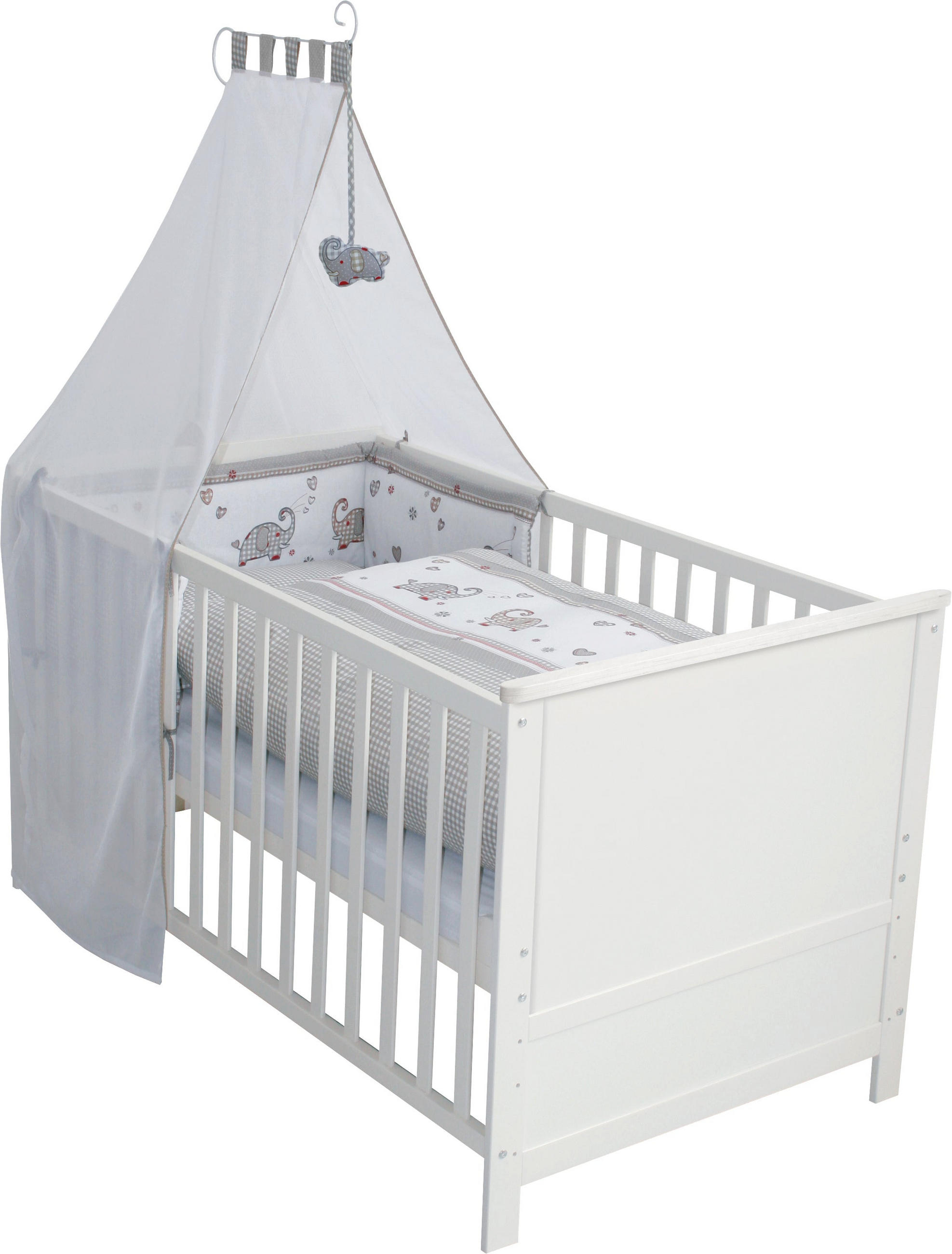 BABYBETT Elefant 70 x 140 cm weiß - Weiß, Holzwerkstoff (70/140cm) - Roba