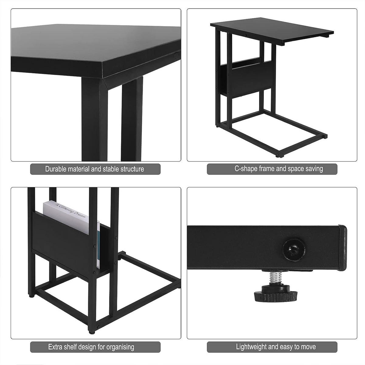 BEISTELLTISCH 55x36x59,5cm(BxTxH), Schwarz - Schwarz, Holzwerkstoff/Metall (36/55/59.5cm) - Woltu