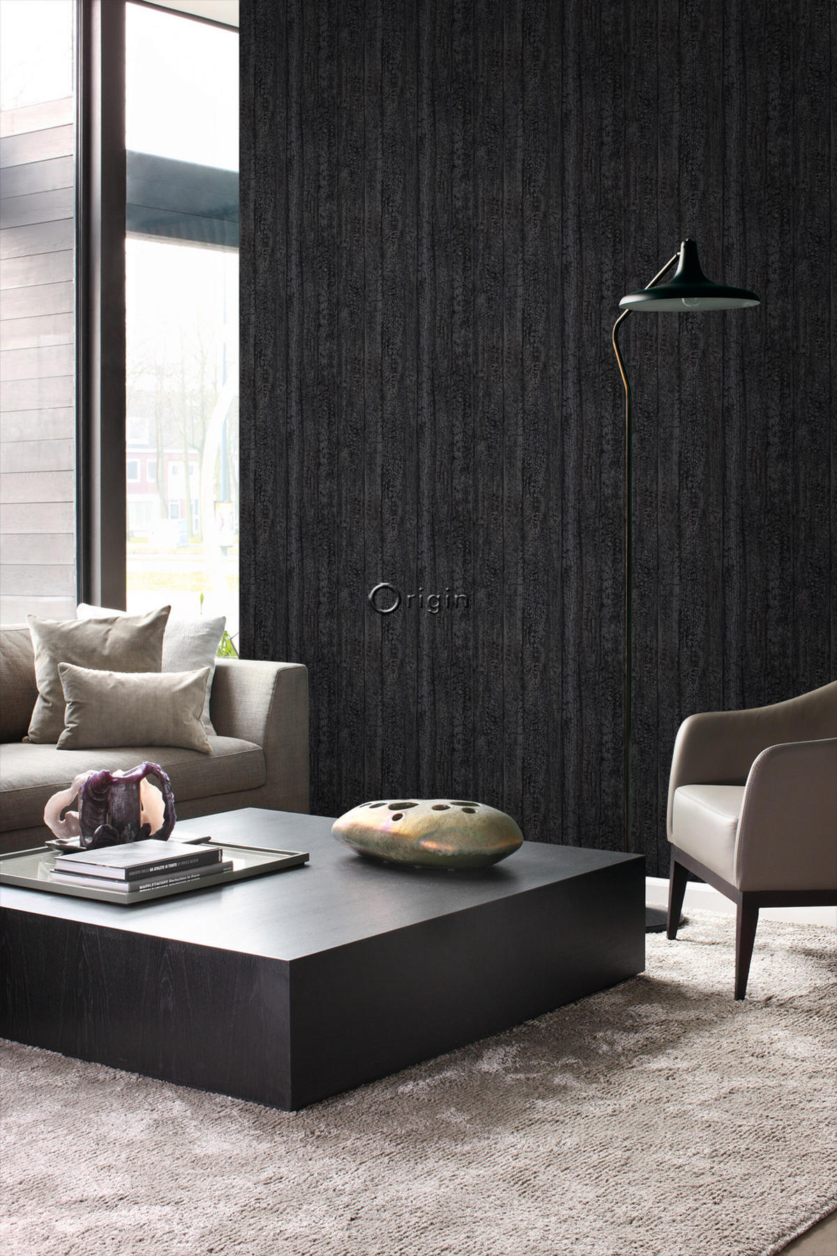TAPETE Holz-optik 53 cm x 10.05 m - Schwarz, Papier (53/1000cm) - Origin Wallcoverings