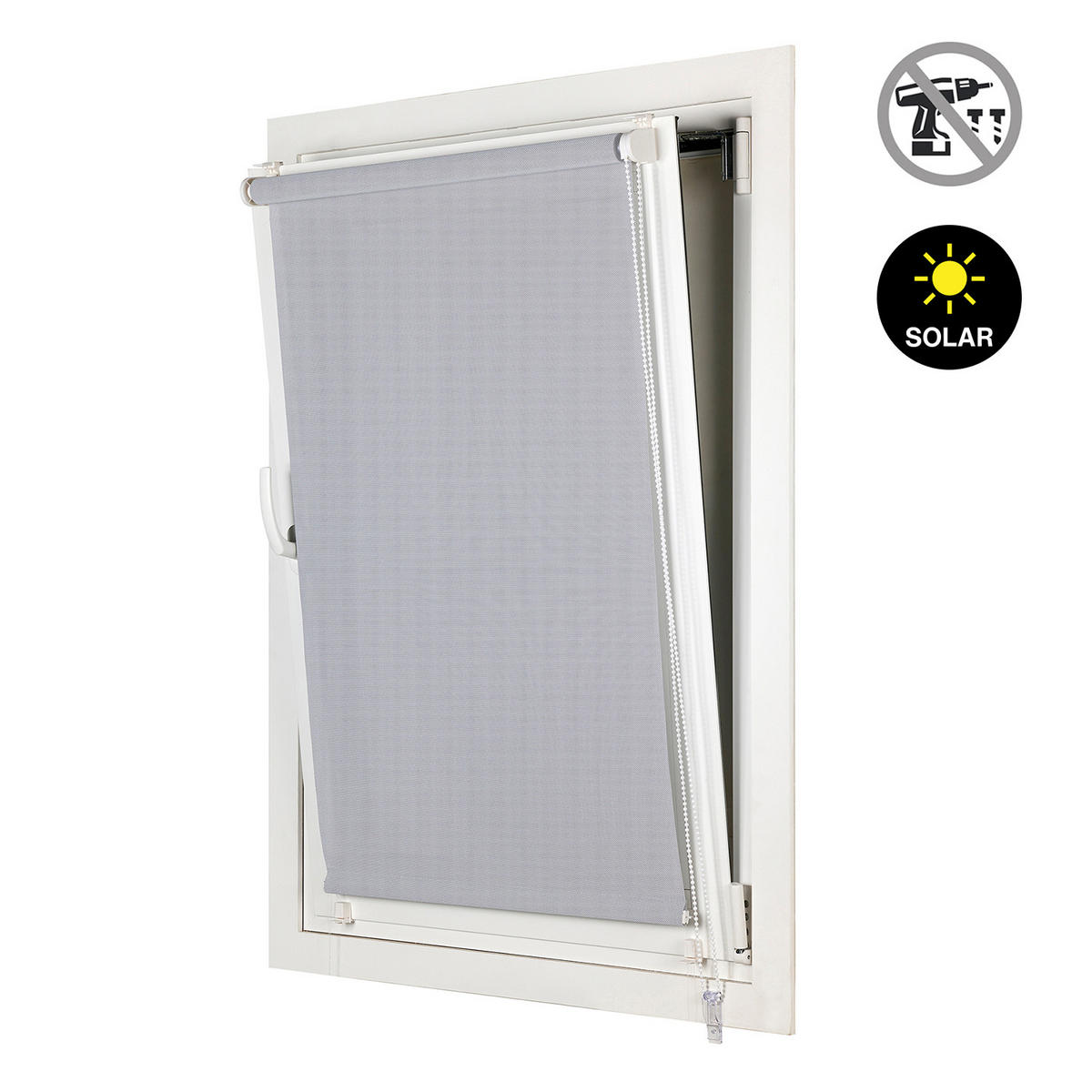 SCREEN-ROLLO without drilling Grau 90X180 - Grau, Kunststoff (90/180cm) - STORESDECO