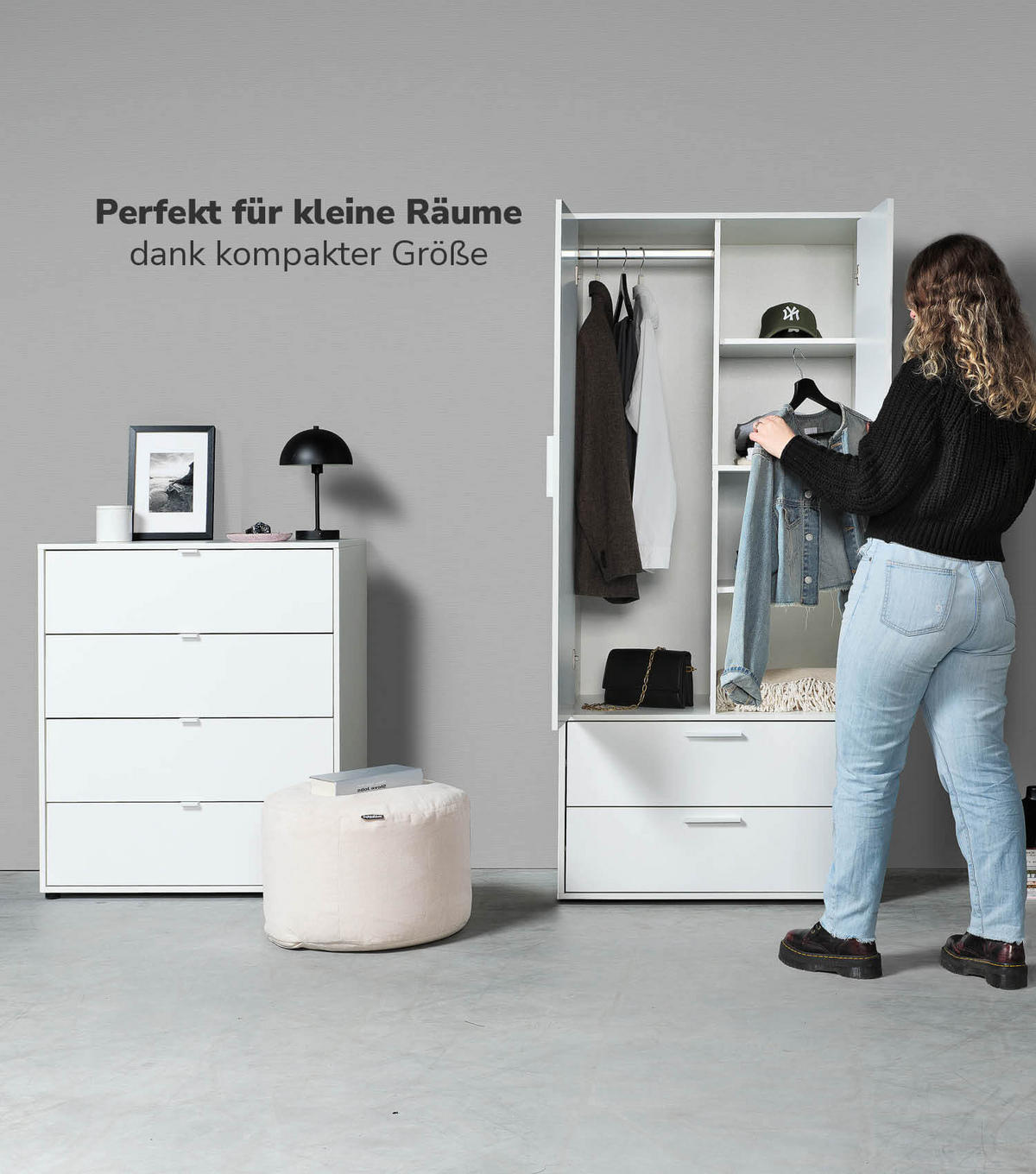 KLEIDERSCHRANK Der Kleiderheld - Weiß, Holzwerkstoff (80/180/51cm) - Mokebo