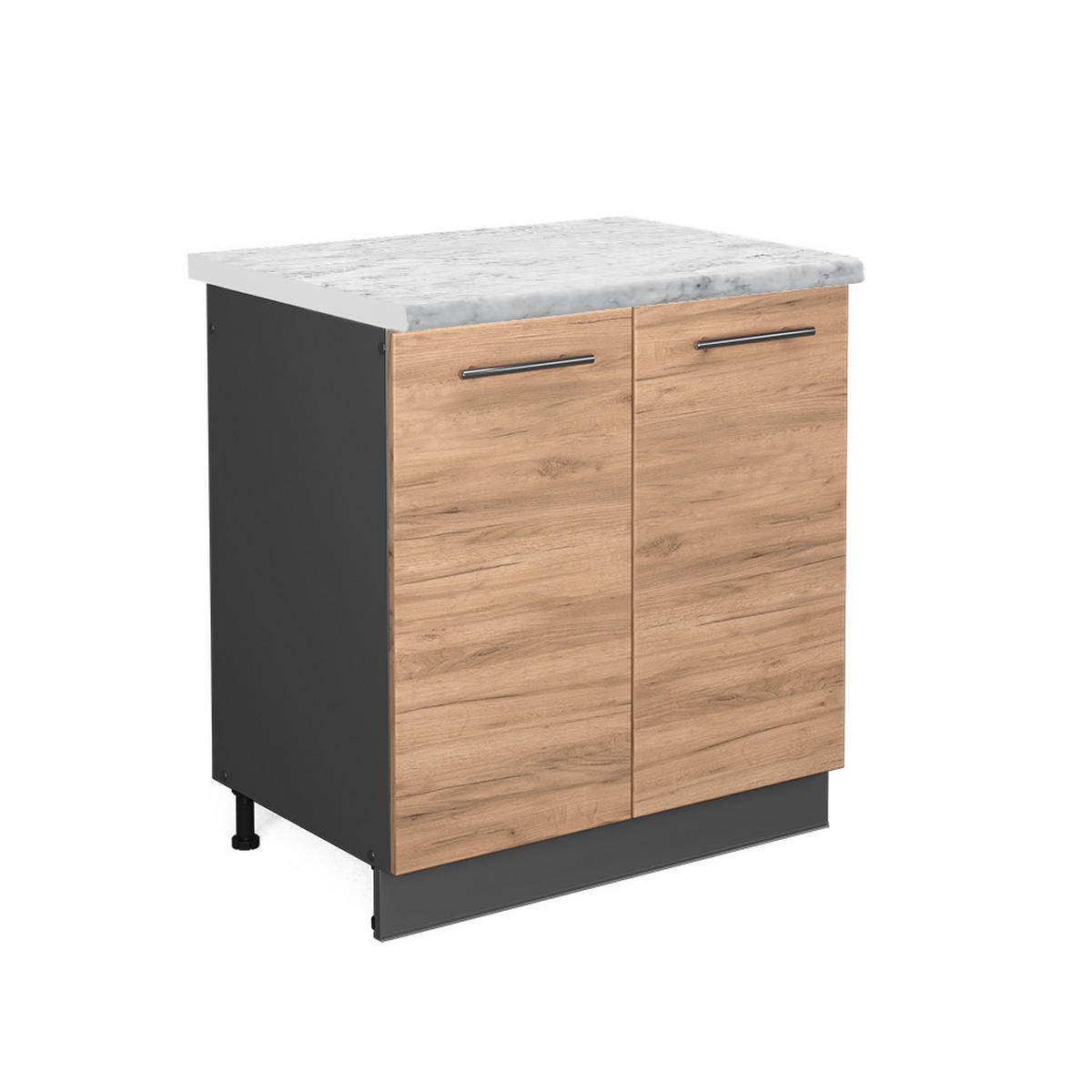 SPÜLENUNTERSCHRANK Fame-Line Goldkraft Eiche 80 cm, AP Marmor - Anthrazit/Eiche Wotan, Holzwerkstoff (80/82/60cm) - Vicco