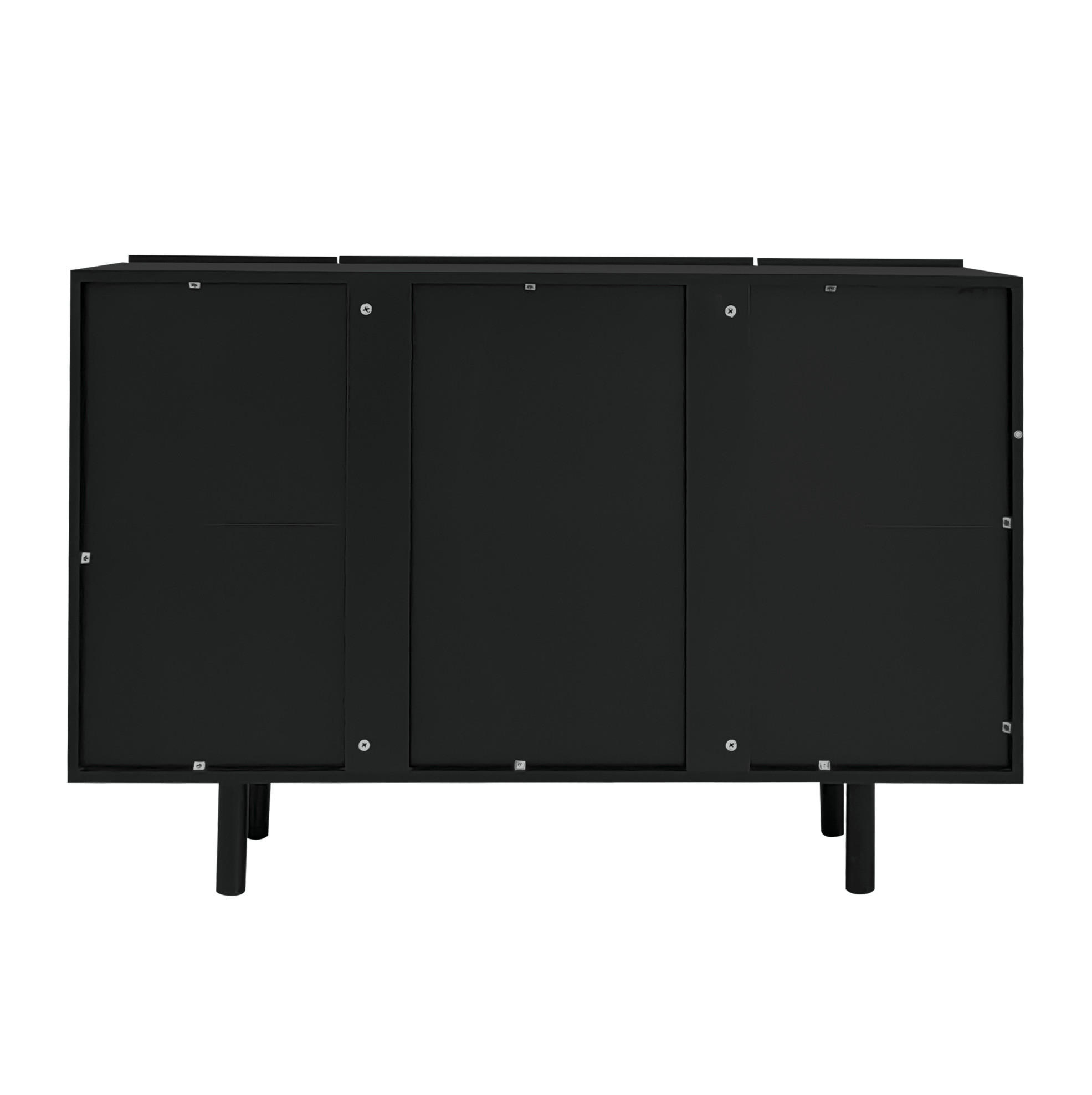 SIDEBOARD 120/37,5/80,8 cm aus MDF mit tropfenförmig geschnitzten Türen Schwarz - Schwarz, Holzwerkstoff (120/37.5/80.8cm) - Modenvie
