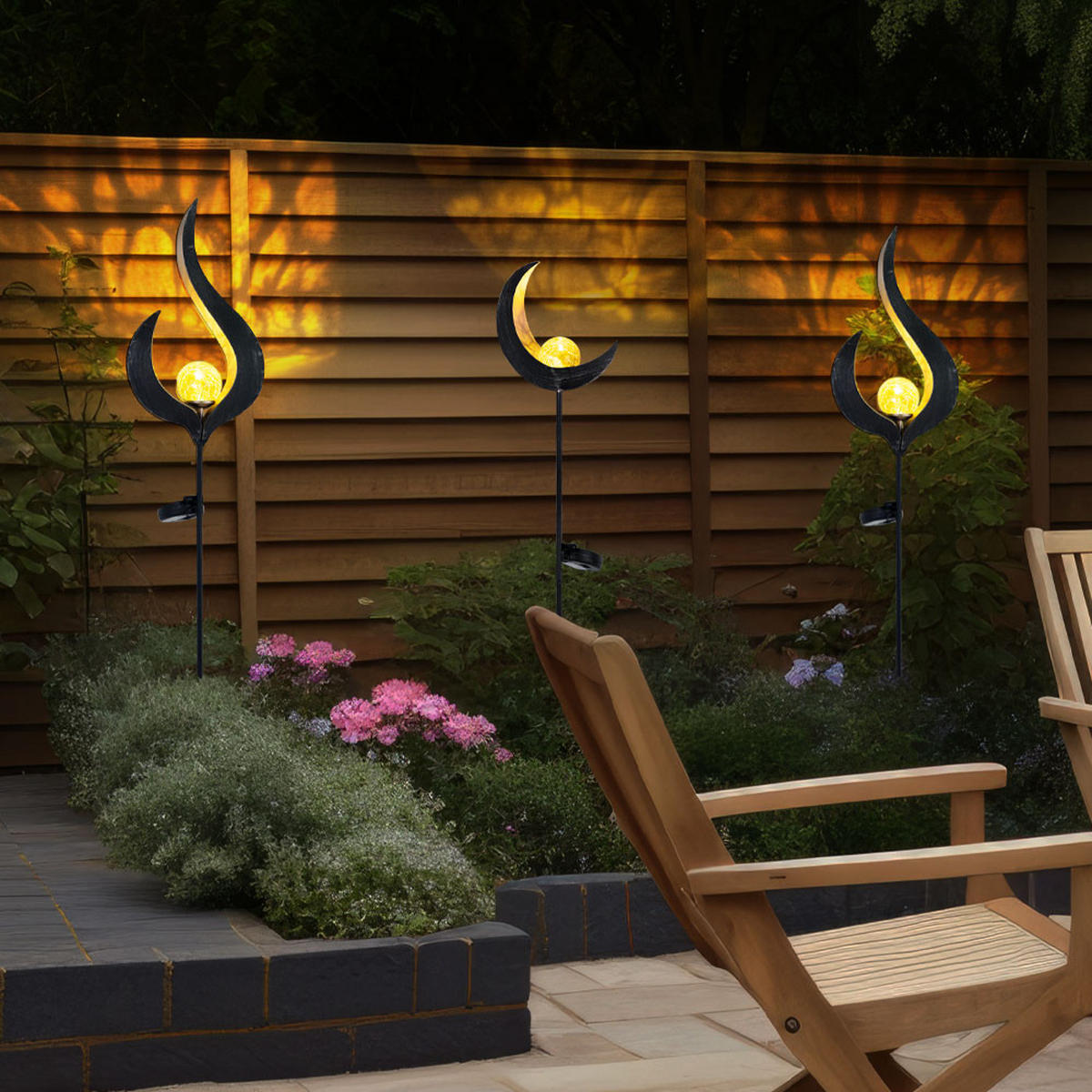 LED AUSSENLEUCHTE Solar Bronze 3er Set - Bronzefarben, Glas (16.7/6/90cm) - Globo Lighting