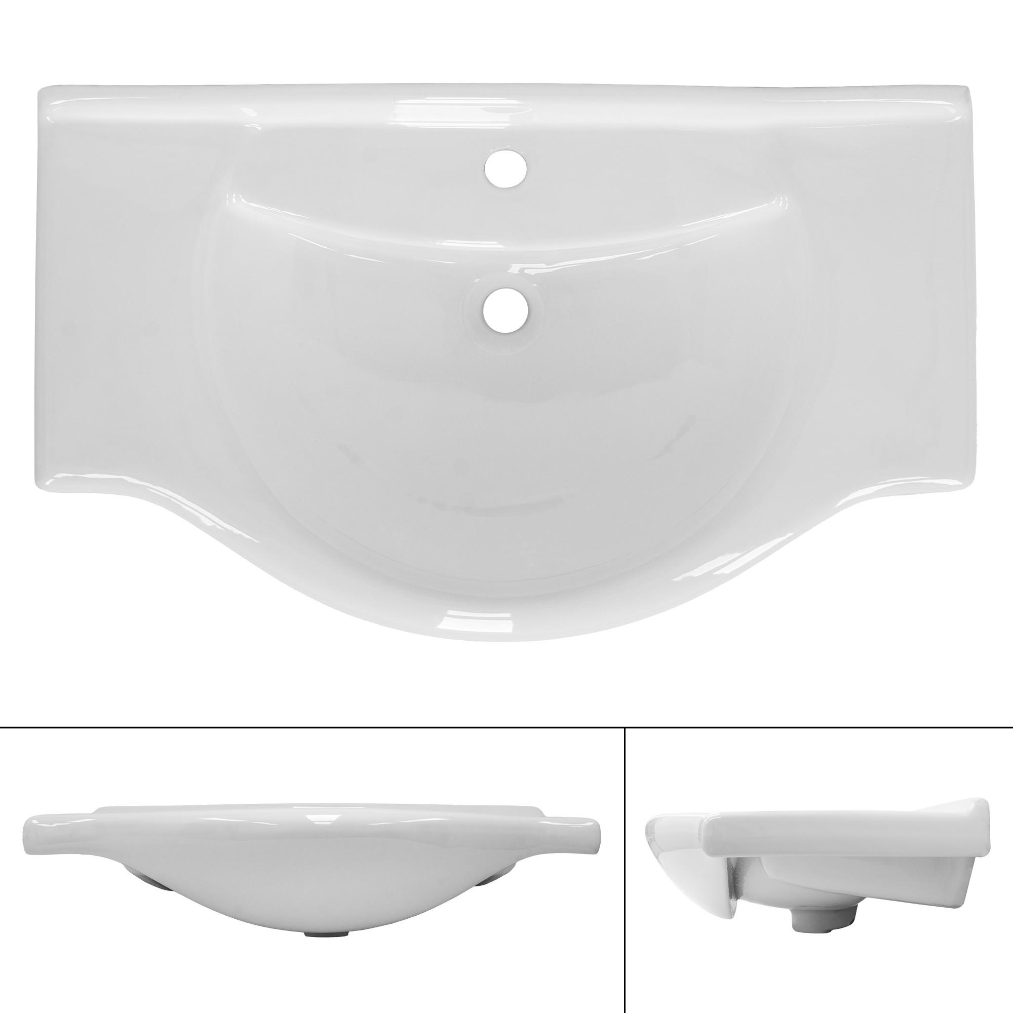 WASCHBECKEN - Weiß, Keramik (51.5/21.5/86cm) - ML-DESIGN