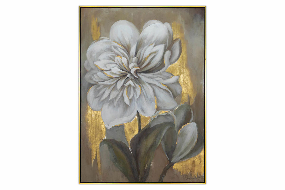 ACRYLBILD HANDGEMALT Weiß 78/103 cm - Beige/Weiß, Textil (77.5/102.5cm) - KUNSTLOFT