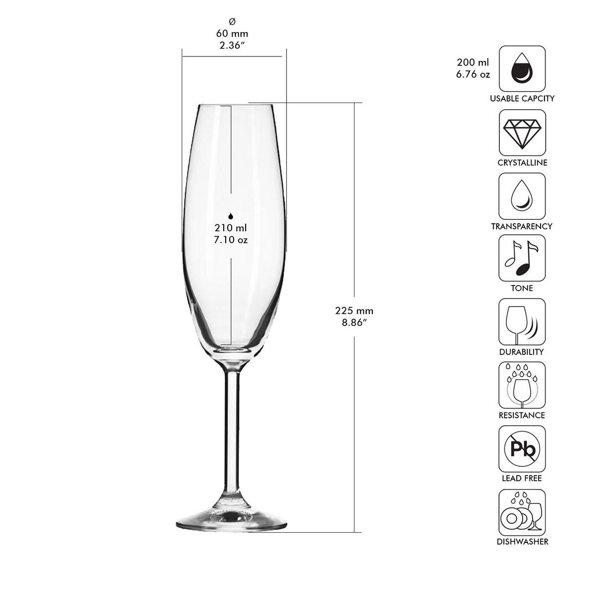 SEKTGLÄSER VENEZIA, 6ER-SET, 210 ML - Transparent, Glas (0.21L) - Krosno Glass