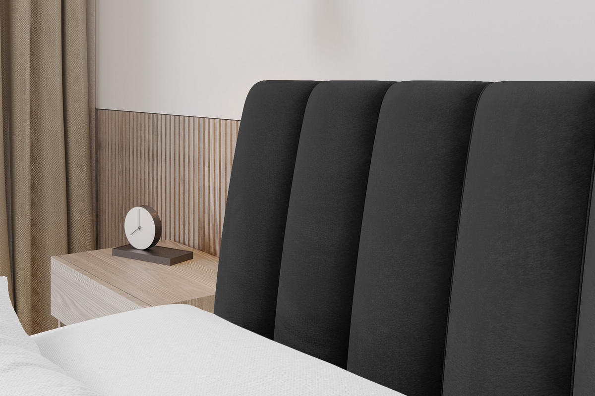 POLSTERBETT mit Bettkasten und Lattenrost, Boxbett ohne Matratze - ILAN 180x200 Schwarz - Schwarz, Holzwerkstoff/Textil (180/200cm) - ALTDECOR