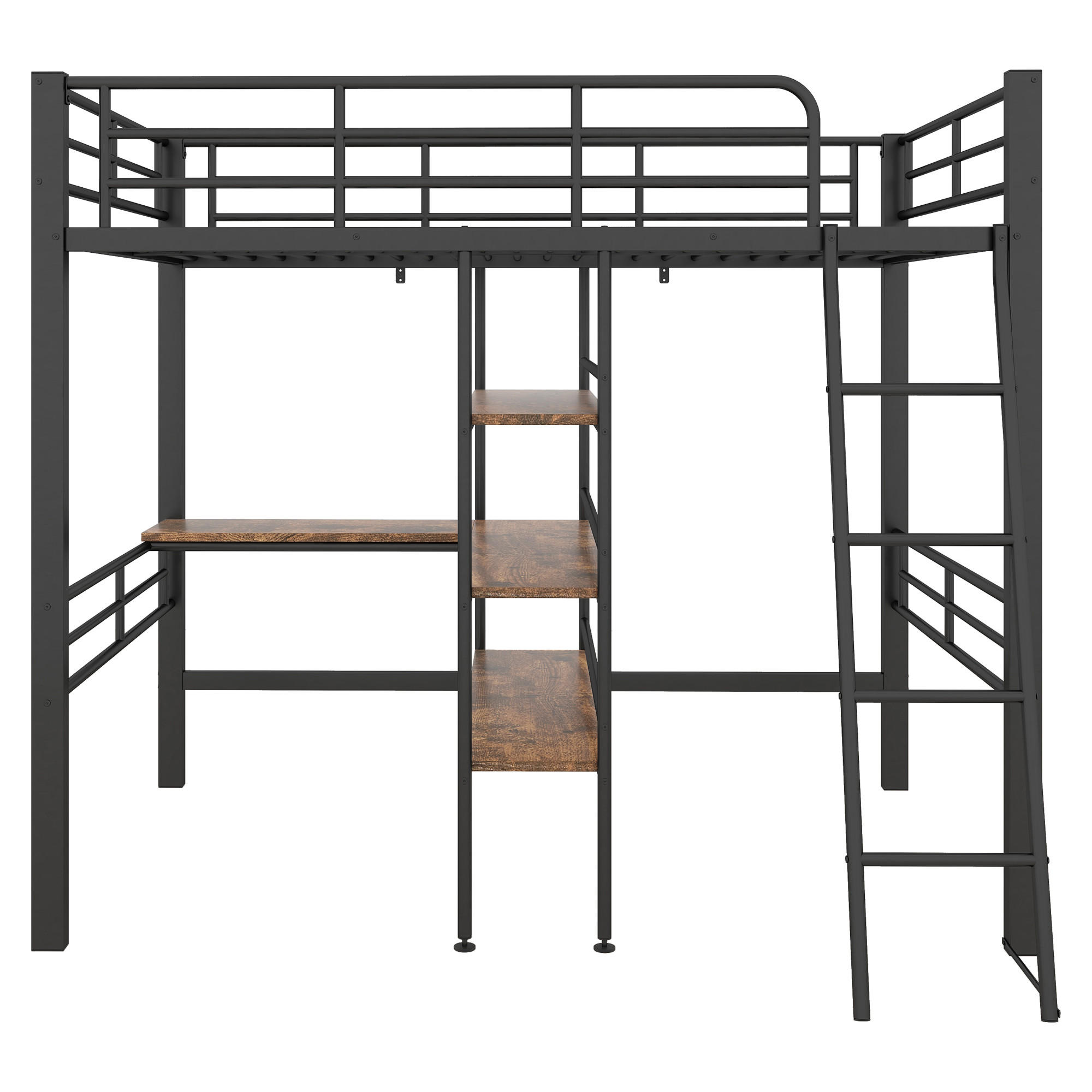 HOCHBETT 90x200cm mit Schreibtisch in Schwarz Metall - Schwarz, Metall (90/200cm) - KOMHTOM