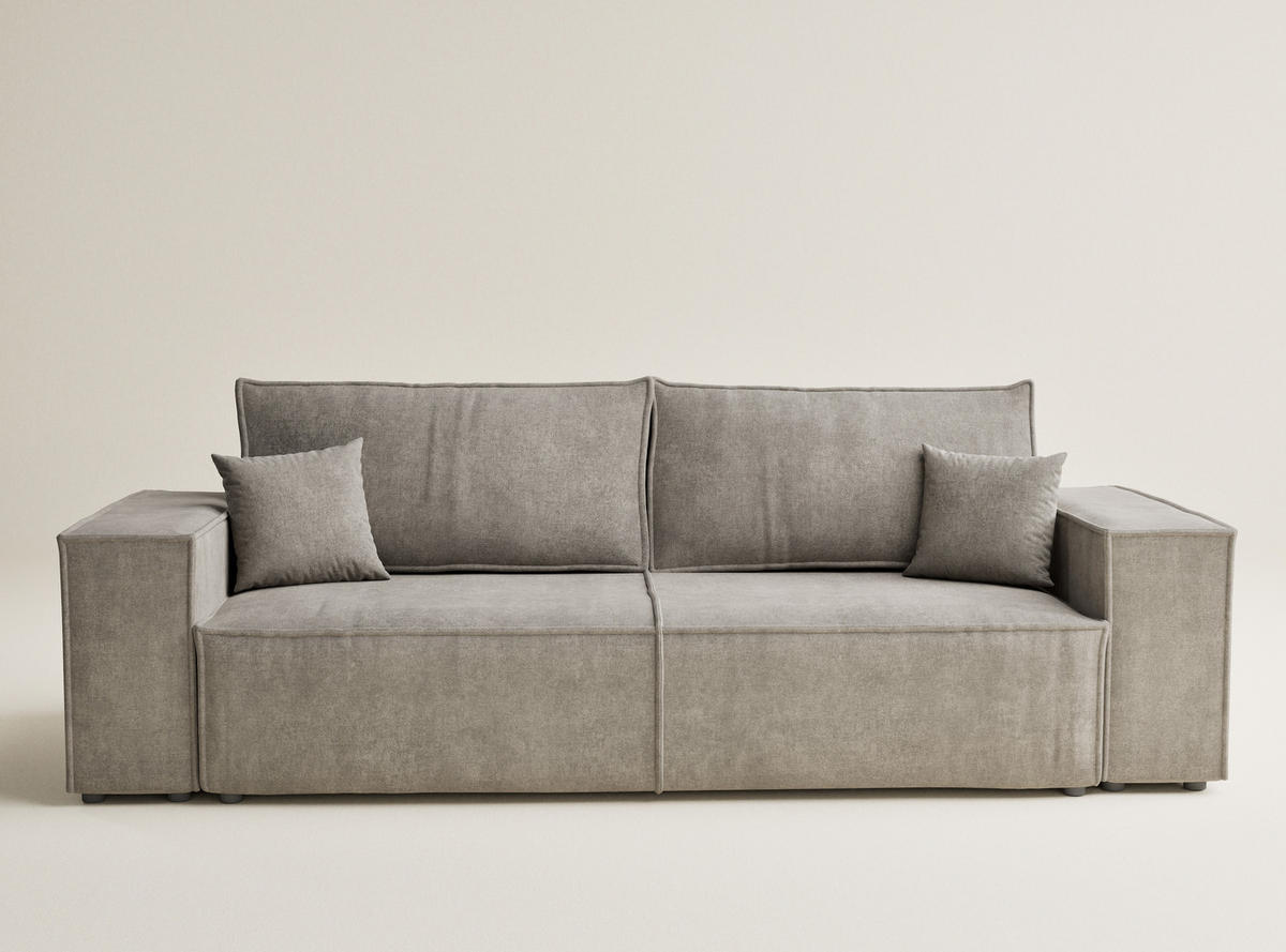SOFA MIT SCHLAFFUNKTION Milos Braun Webstoff - Schwarz/Braun, Holz/Holzwerkstoff (255/70/105cm) - Maison de Reve
