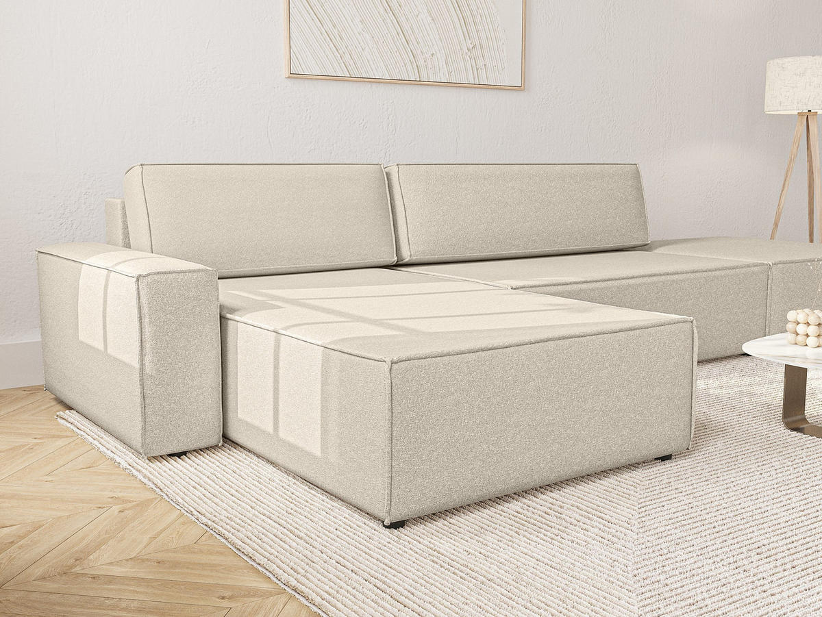 ECKSOFA Lummo La mit Schlaffunktion, Beige - Beige, Textil (363/185cm) - Fedve