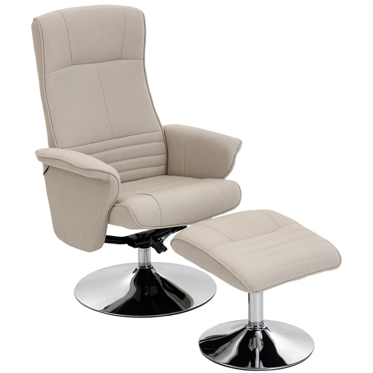 RELAXSESSEL DE-17420 135° neigbar, 360° drehbar mit Fußstütze Beige - Beige, Metall (71/104/69cm) - ComfortXL