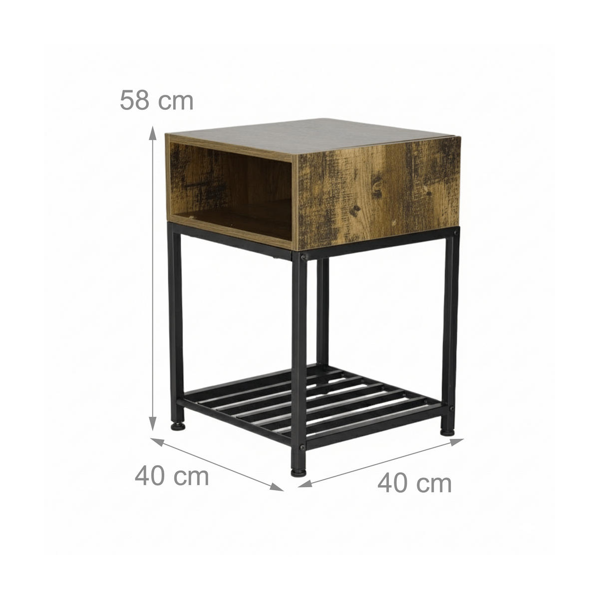 NACHTTISCH - Anthrazit, Holzwerkstoff/Metall (40/40/58cm) - Relaxdays
