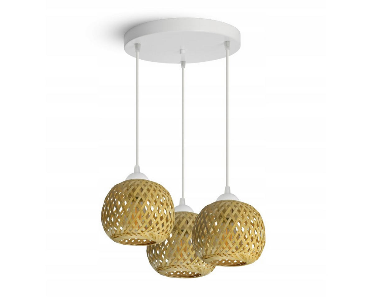 PENDELLEUCHTE BOHO - Beige/Weiß, Glas/Metall (15/34/100cm) - kiki design