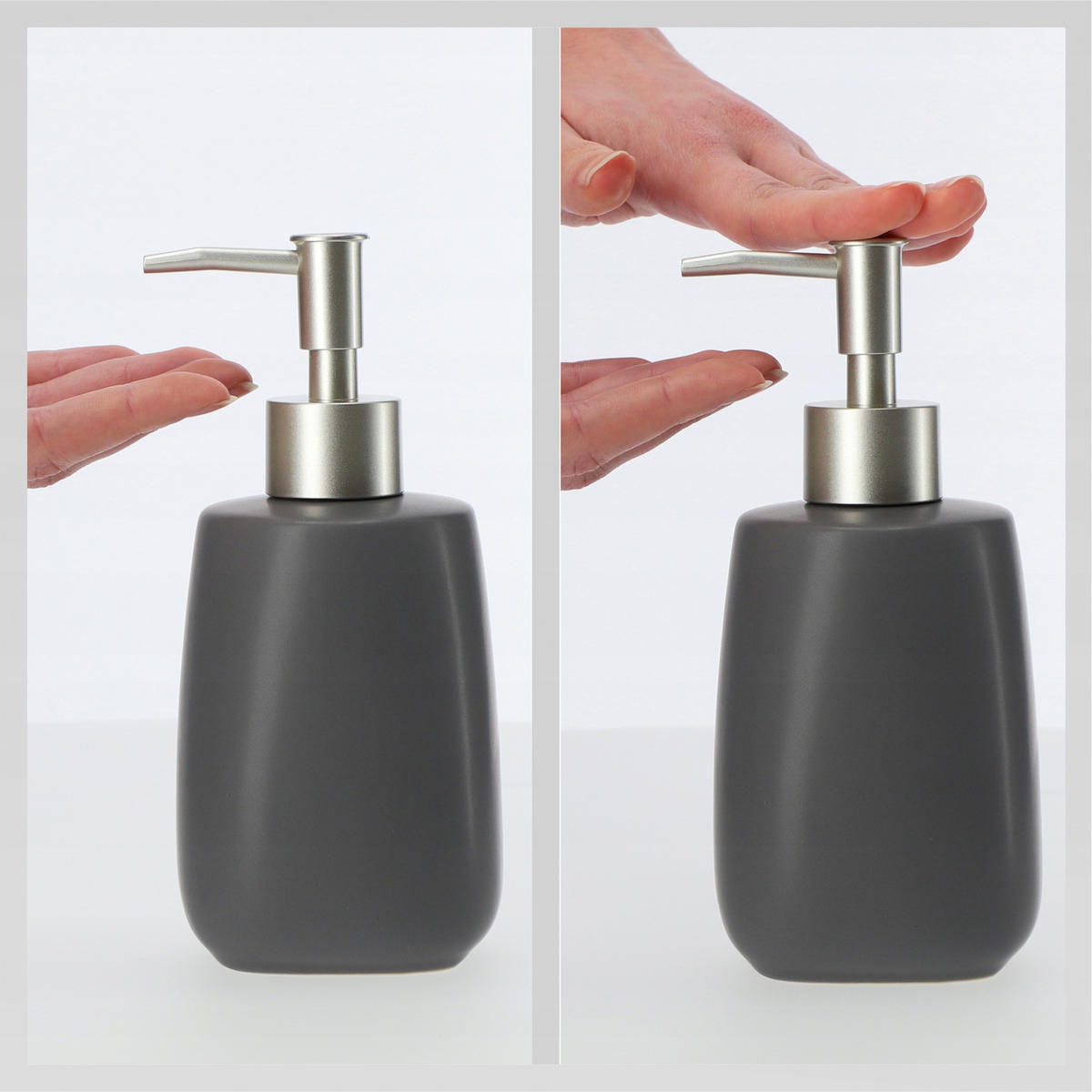 FLÜSSIGSEIFENSPENDER 400 ml 2 Stk. - Grau, Keramik (8/18cm) - KADAX