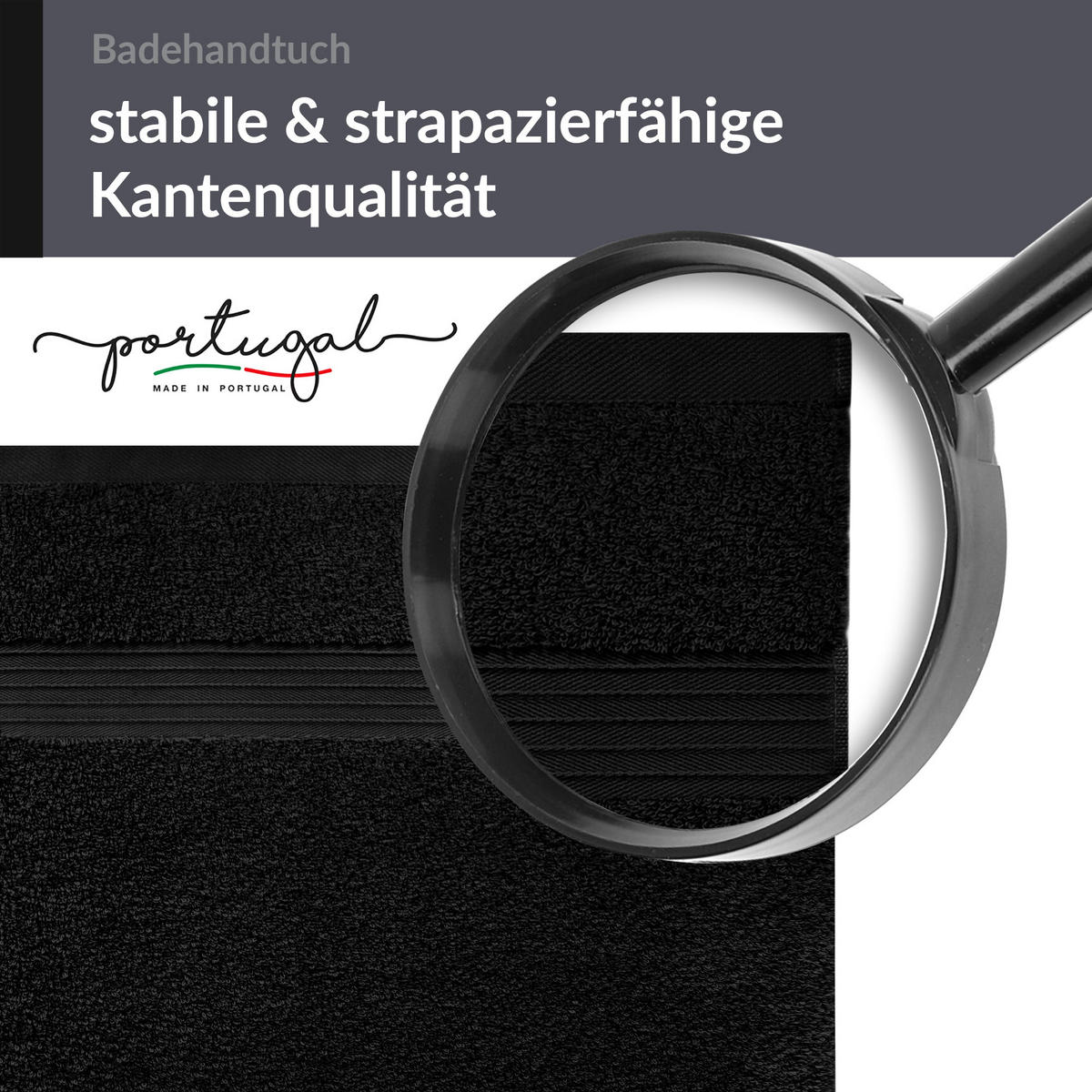 BADETUCH Linz Schwarz 100x200 cm - Schwarz, Textil (100/200cm) - Lashuma