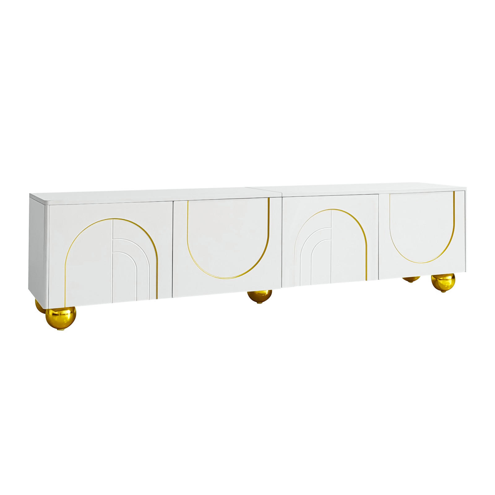 TV Lowboard Strukturfront, Schubladen, offene Fächer, Weiß - Weiß, Holz (170/44/38cm)