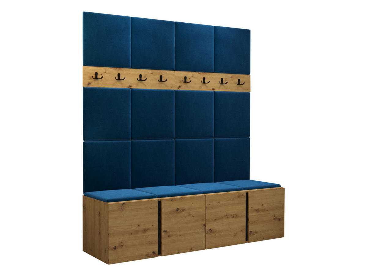 GARDEROBEN-SET Orion V - Blau/Eiche Artisan, Holzwerkstoff/Kunststoff (168/186/46cm) - MIRJAN24