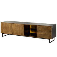 TV-BOARD Mango / Altholz 220x47x60 schwarz / natur lackiert DAVIS #22 - Schwarz, Holzwerkstoff (220/60/47cm) - Massivmoebel24