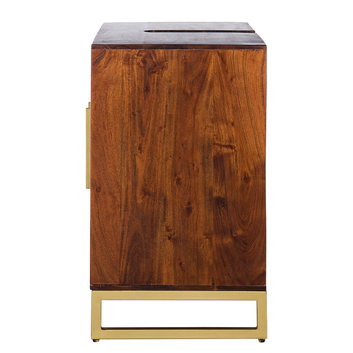 WASCHBECKENUNTERSCHRANK - Akazie massiv / Eisen - Akaziefarben, Holz/Metall (70/60/35cm) - home24