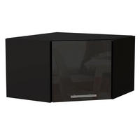 ECKHÄNGESCHRANK Essen W10/60/36 Graphit Hochglanz / Schwarz Matt 60 / 60 / 36cm - Schwarz/Graphitfarben, Holz/Holzwerkstoff (60/36/60cm) - Feldmann-Wohnen