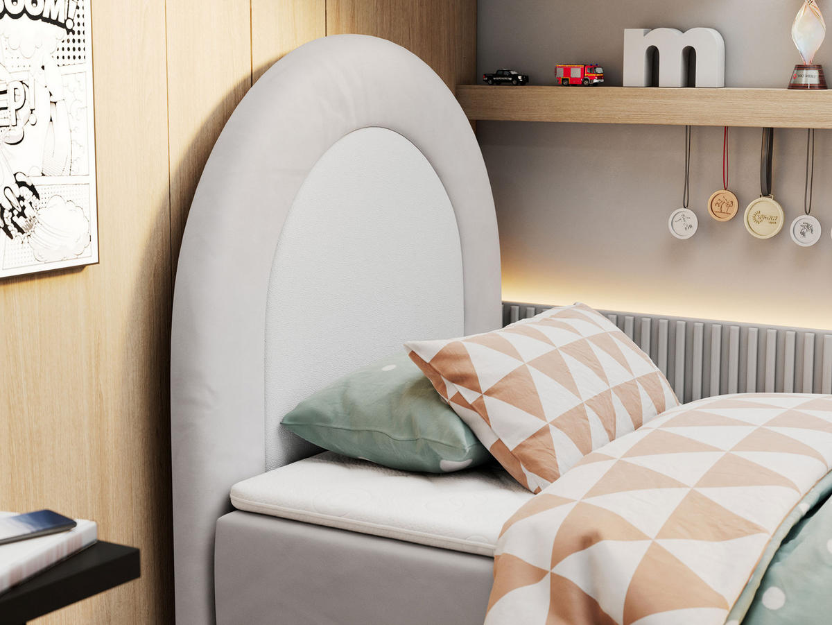 BOXBETT NEST 90/180 Hellgrau Velvet - H3 - Hellgrau, Holz/Textil (90/180cm) - MKS