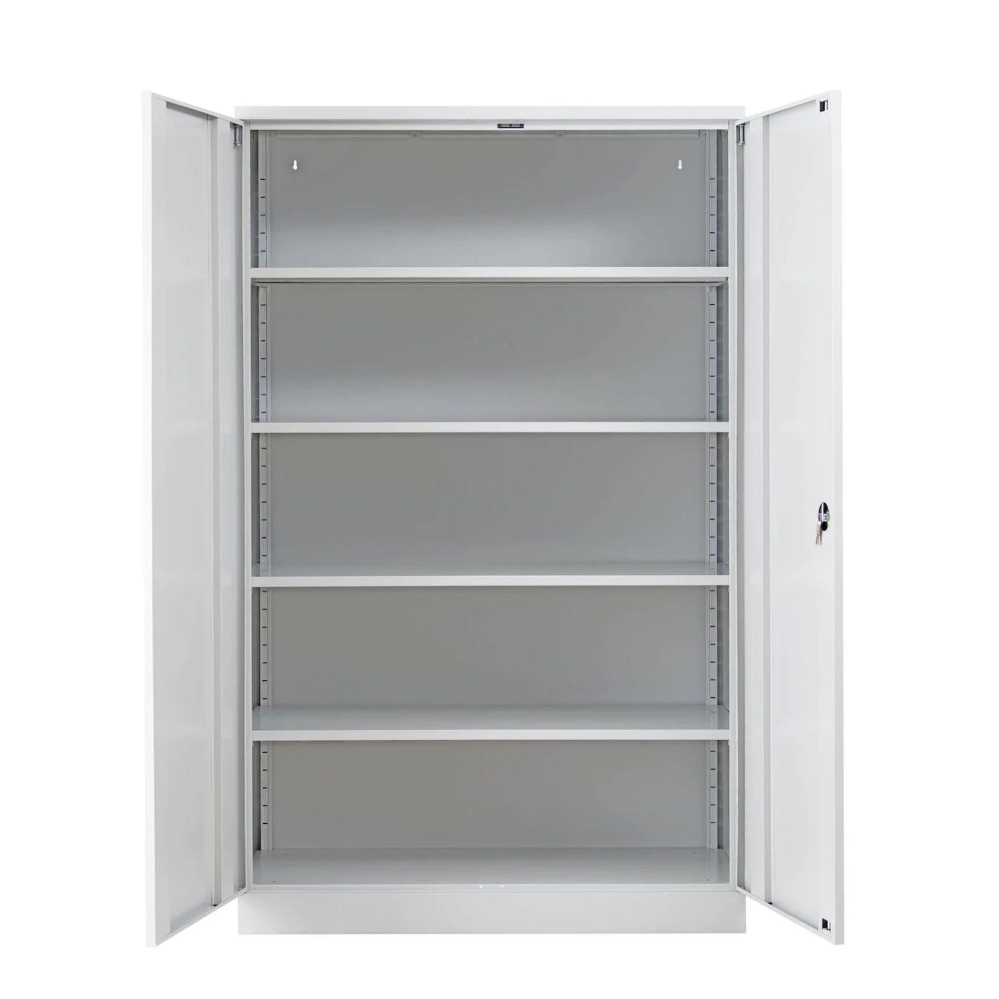 STAHLSCHRANK Bee mit 8 verzinkte Fachböden 195x120x50 cm Korpusfarbe Lichtgrau Frontfarbe Lichtgrau - Hellgrau, Metall (120/195/50cm)