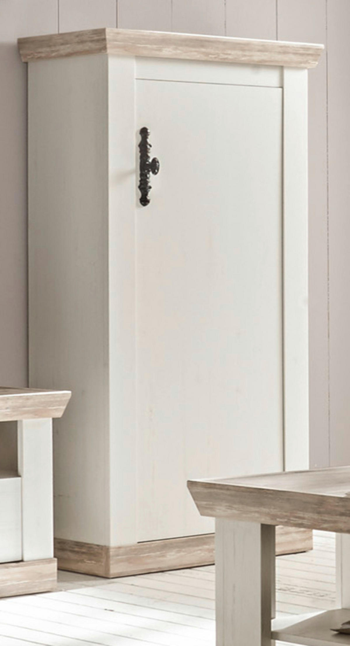 KOMMODE Pinie weiß, Oslo Pinie Landhaus, 71 x 146 cm - Anthrazit/Weiß, Holzwerkstoff/Metall (71/146/37cm) - Furn.Design