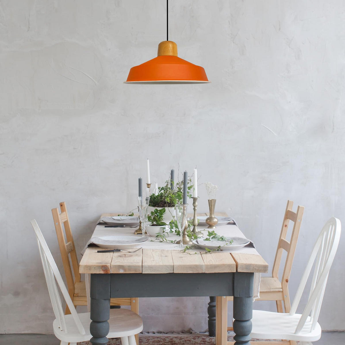 PENDELLEUCHTE Asletl 40/20 cm - Orange, Holz/Metall (40/20cm) - Bamyum