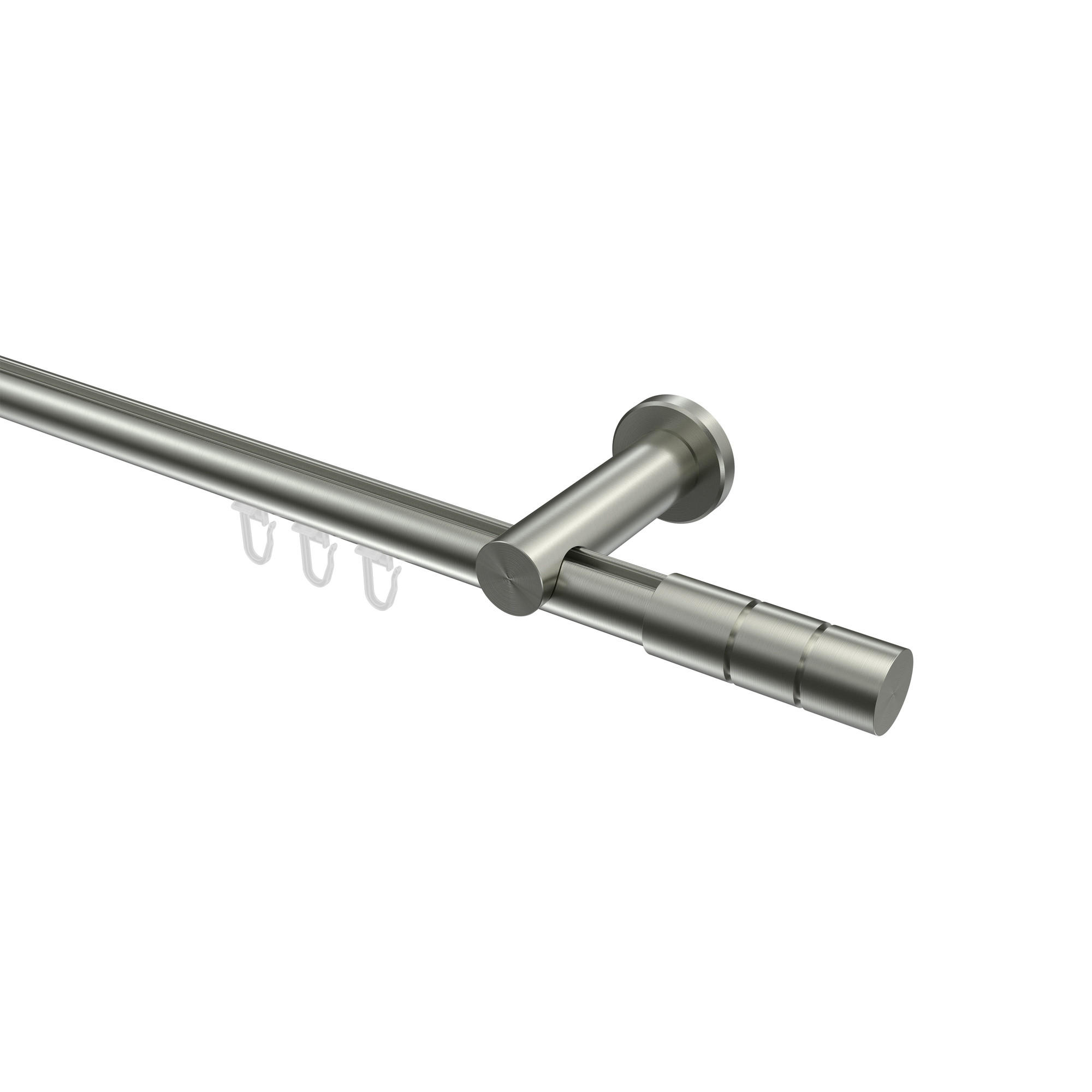 INNENLAUF-GARDINENSTANGEN-SET Platon Elanto 160 cm, 1-läufig, 20 mm Ø Edelstahl-Optik - Edelstahlfarben, Metall (160cm) - INTERDECO