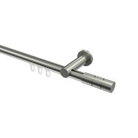 INNENLAUF-GARDINENSTANGEN-SET Platon Elanto 160 cm, 1-läufig, 20 mm Ø Edelstahl-Optik - Edelstahlfarben, Metall (160cm) - INTERDECO