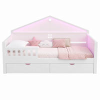 BETT mit LED und 2 Schubladen 90x200 cm Weiß - Weiß, Holz (90/200cm) - Meubliv