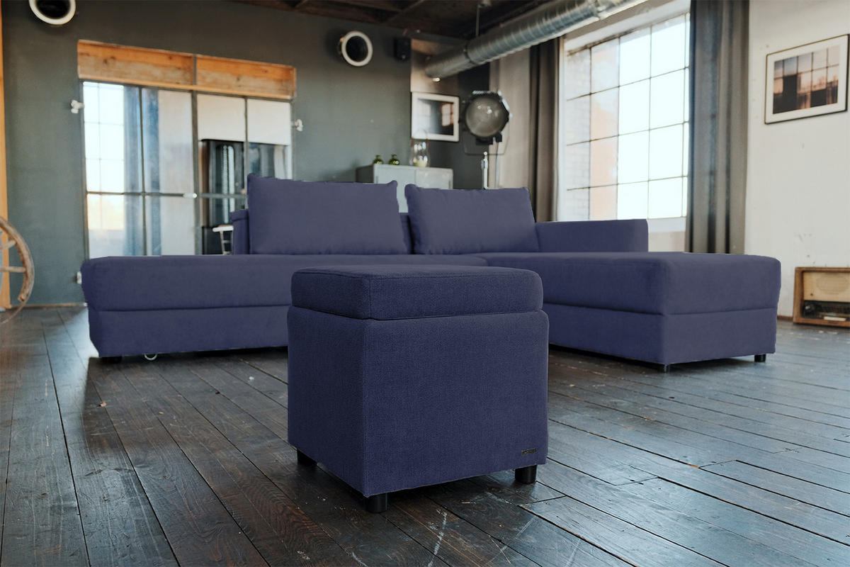HOCKER IDA Anthrazit Webstoff - Anthrazit, Textil (45/45/45cm) - KAWOLA